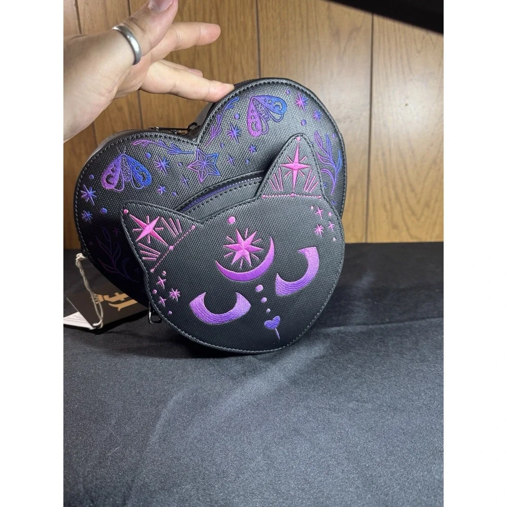 Loungefly Neon Cat Heart Figural Crossbody‎ Bag NWT